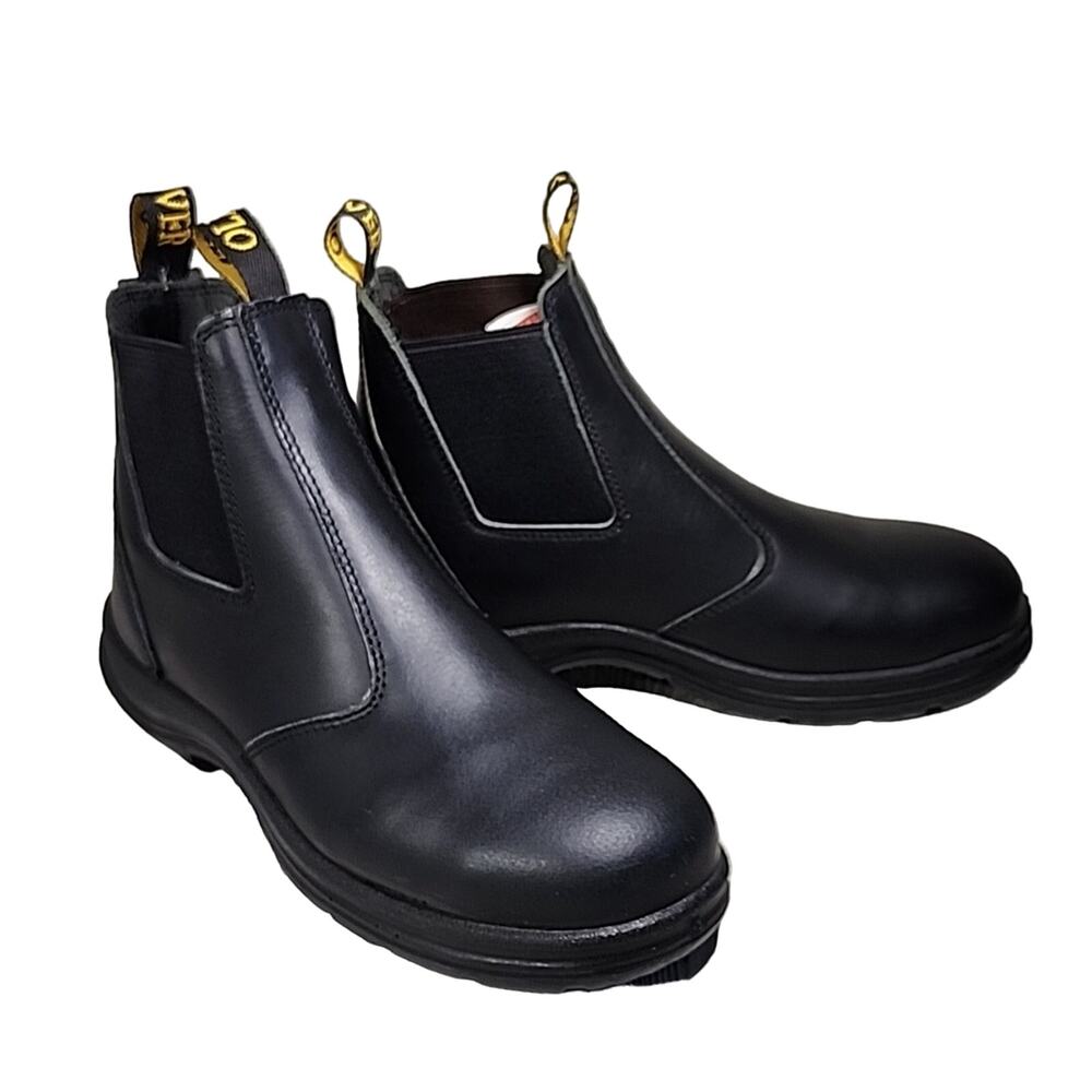 Oliver Elastic Sided Chelsea Leather Black Boots Steel Toe Mens Size 10 NEW